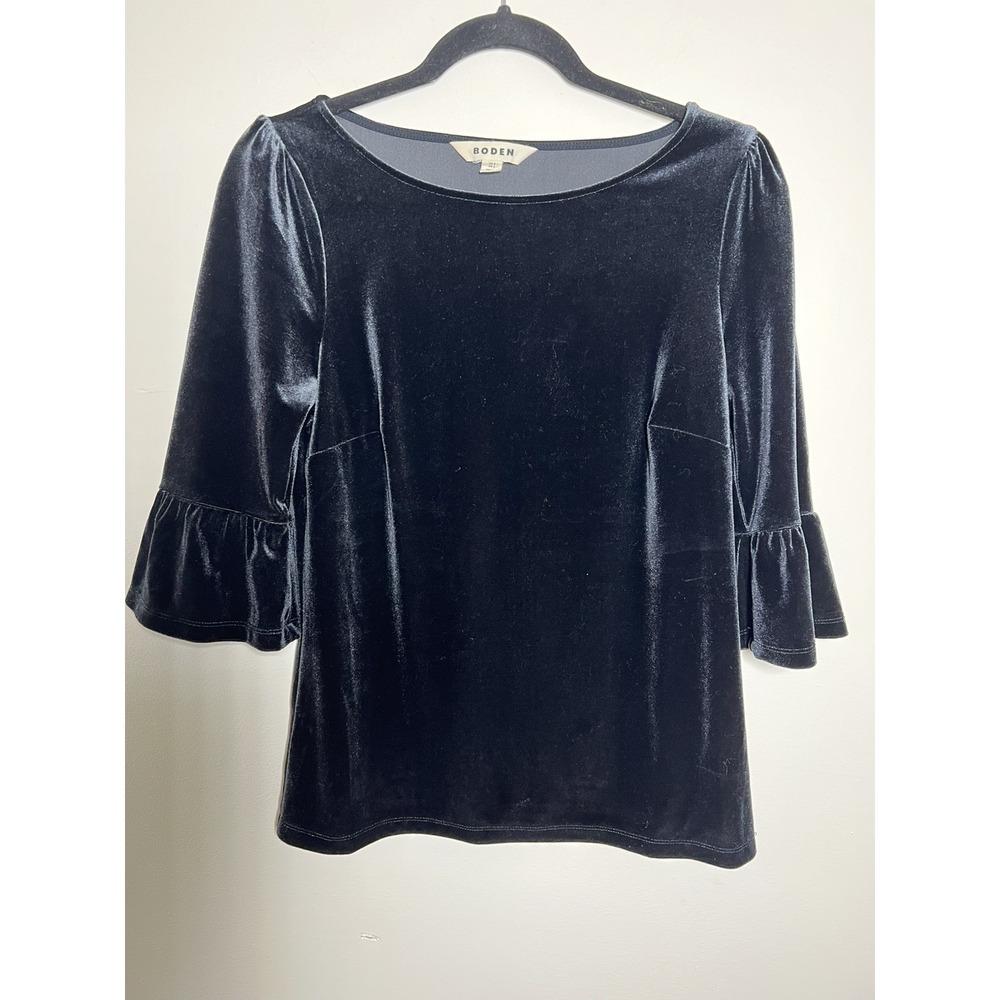 Boden Women US 4 Black Velvet Bell Sleeve Top Whimsigoth Gothic Witchy  Holiday